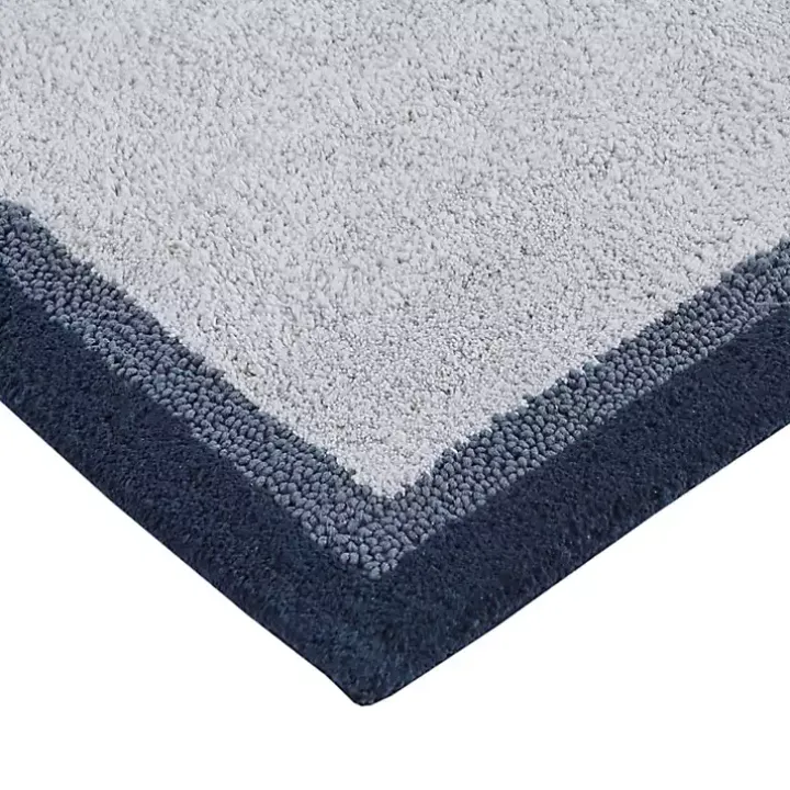 Navy Blue Border Cotton Bath Runner