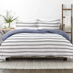 Navy Blue Echo Stripe 3-pc. Queen Duvet Cover Set