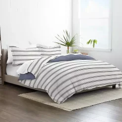 Navy Blue Echo Stripe 3-pc. Queen Duvet Cover Set