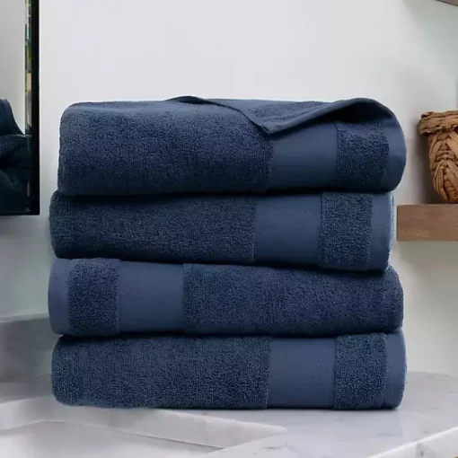 Navy Blue Essential Cotton Bath Towels, Set of 4