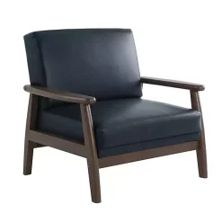 Navy Blue Faux Leather Ambon Accent Chair