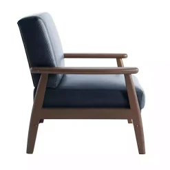 Navy Blue Faux Leather Ambon Accent Chair