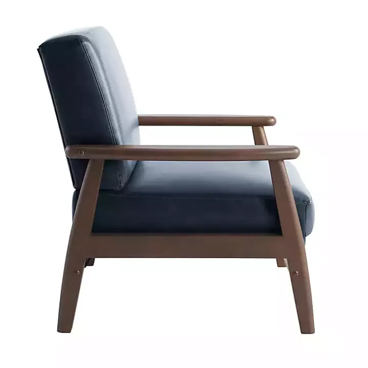 Navy Blue Faux Leather Ambon Accent Chair