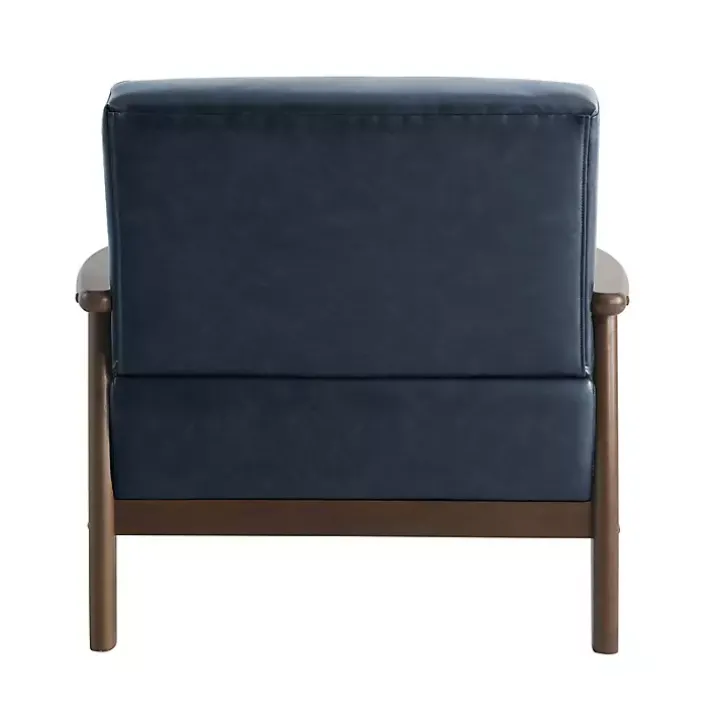 Navy Blue Faux Leather Ambon Accent Chair