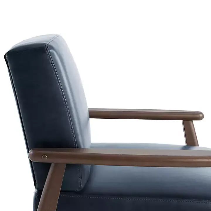 Navy Blue Faux Leather Ambon Accent Chair