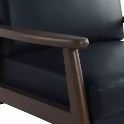 Navy Blue Faux Leather Ambon Accent Chair