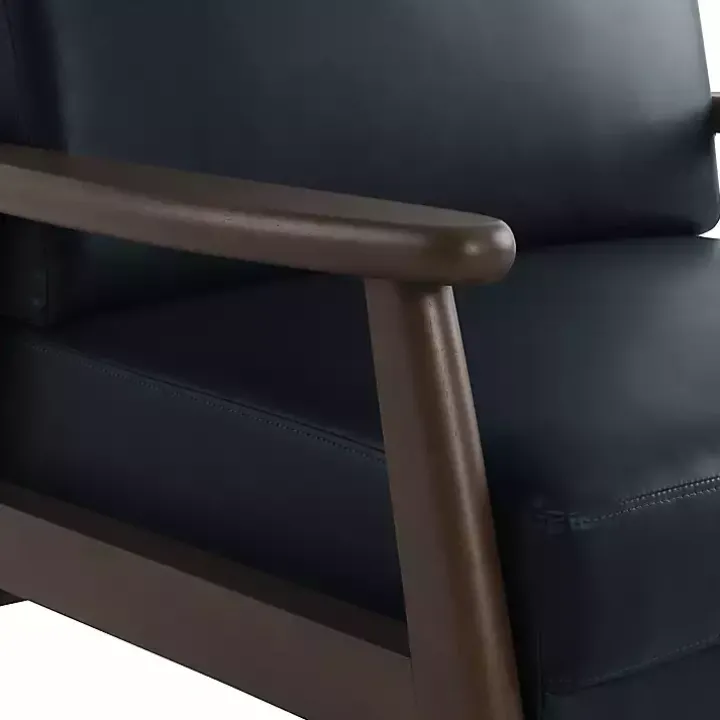 Navy Blue Faux Leather Ambon Accent Chair