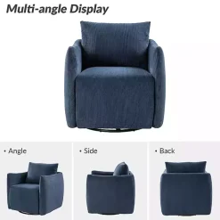 Navy Corduroy Swivel Accent Chair