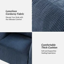 Navy Corduroy Swivel Accent Chair