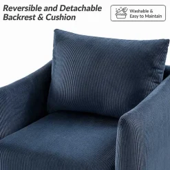 Navy Corduroy Swivel Accent Chair