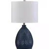 Navy Diamond Cut Glass Table Lamp