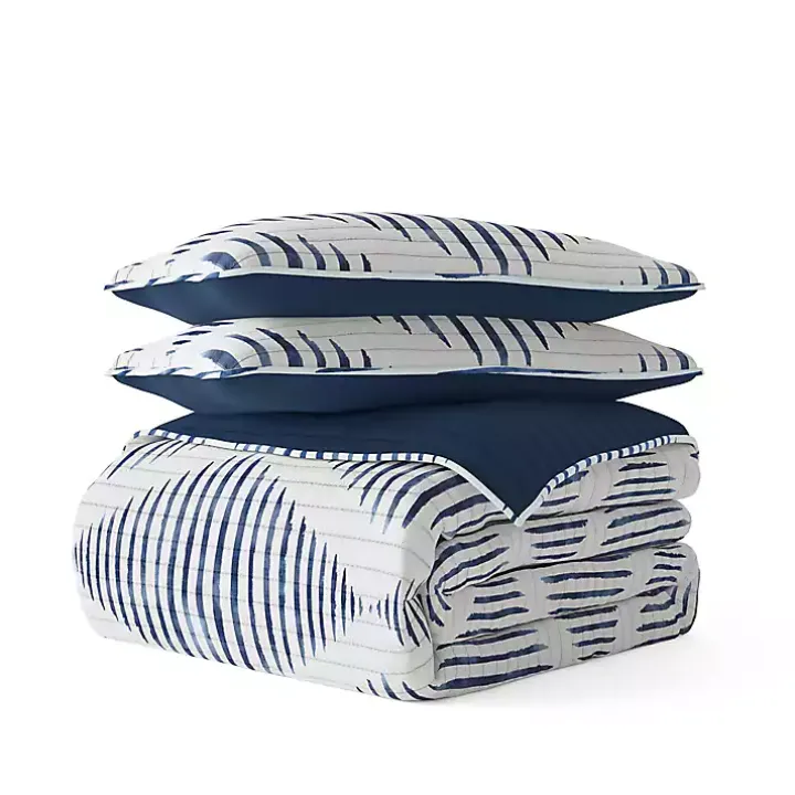 Navy Diamond Line Reversible 3-pc. King Quilt Set