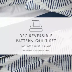 Navy Diamond Line Reversible 2-pc. Twin Quilt Set