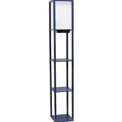 Navy Etagere Shelf Charging Floor Lamp