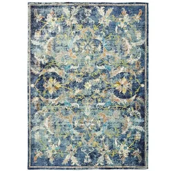 Navy Faded Floral Area Rug, 4x6