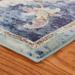 Navy Faded Floral Area Rug, 8x10