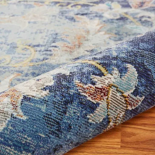 Navy Faded Floral Area Rug, 8x10
