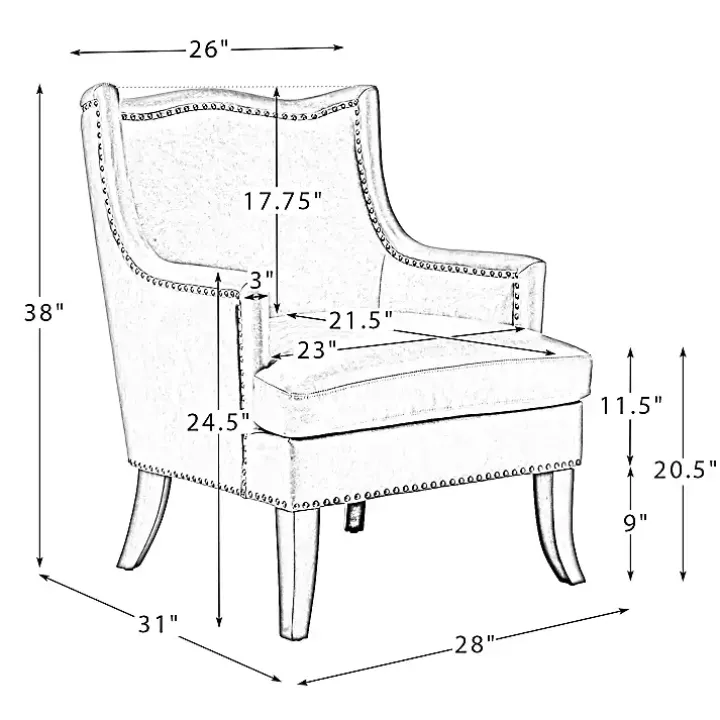 Navy Faux Leather Wingback Accent Chair