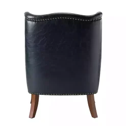 Navy Faux Leather Wingback Accent Chair