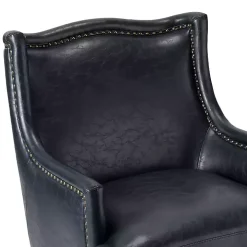 Navy Faux Leather Wingback Accent Chair