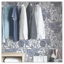 Navy Floral Garden Peel & Stick Wallpaper