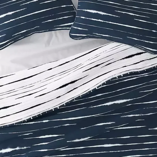 Navy Linear Reversible 3-pc. Queen Quilt Set
