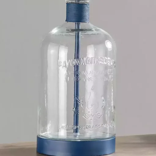 Navy Metal and Glass Jar Table Lamp