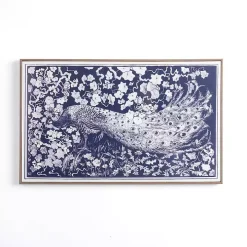 Navy Peacock Framed Art Print