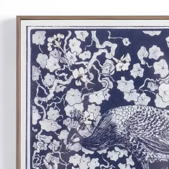Navy Peacock Framed Art Print