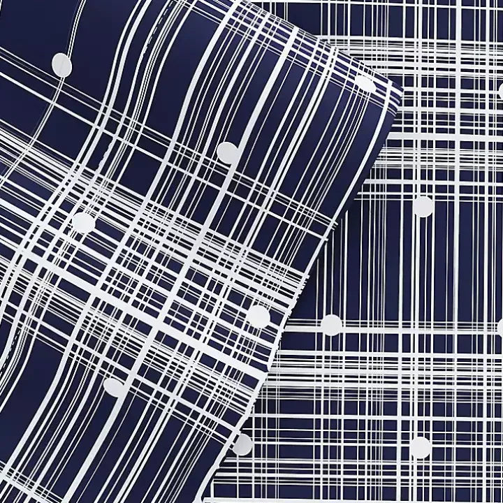 Navy Plaid Polka Dot 3-pc. Twin Sheet Set