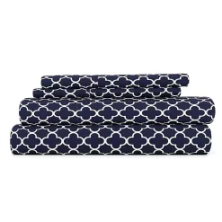 Navy Quatrefoil 4-pc. Full Sheet Set