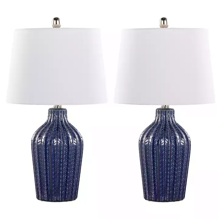 Navy Rockwell Table Lamps, Set of 2