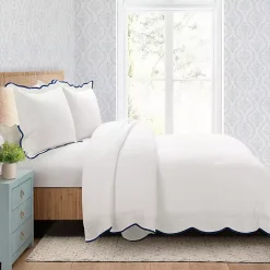 Navy Scalloped Edge 3-pc. Full/Queen Comforter Set