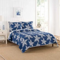 Navy Sea Star 2-pc. Twin Quilt Set
