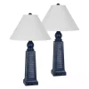 Navy Shutter Charging Table Lamps, Set of 2