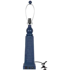 Navy Shutter Charging Table Lamps, Set of 2