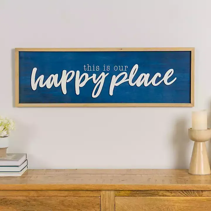 Navy This is Our Happy Place Wall Plaque