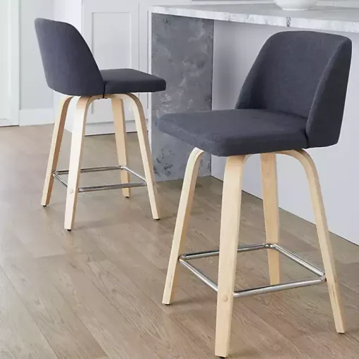 Navy Torino Upholstered Counter Stools, Set of 2
