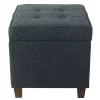 Navy Tufted Upholstered Storage Ottoman