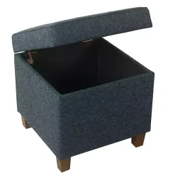 Navy Tufted Upholstered Storage Ottoman