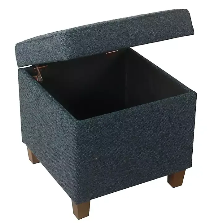 Navy Tufted Upholstered Storage Ottoman