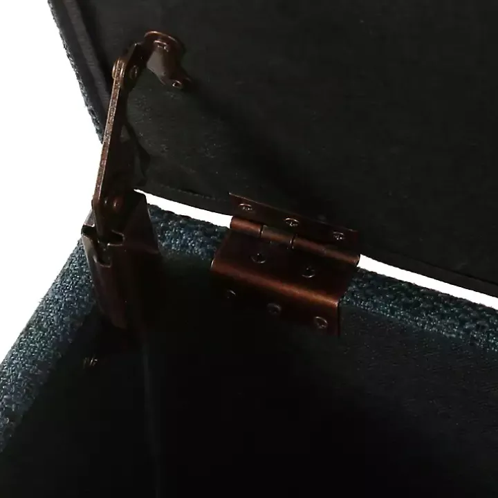 Navy Tufted Upholstered Storage Ottoman