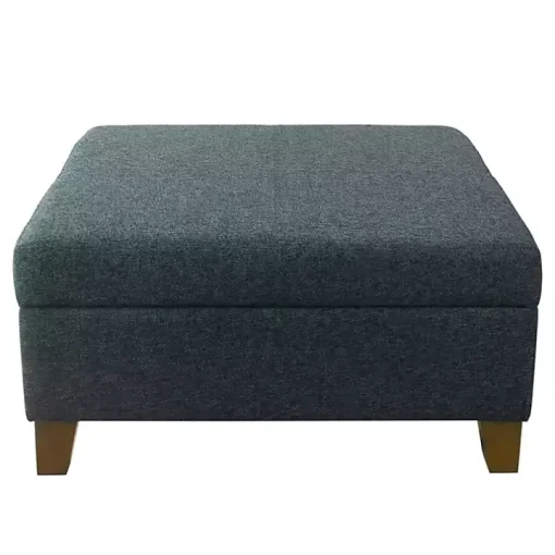 Navy Upholstered Square Storage Ottoman