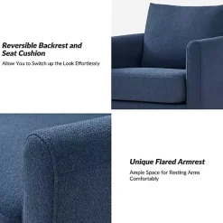 Navy Upholstered Vasser Slipcover Swivel Chair