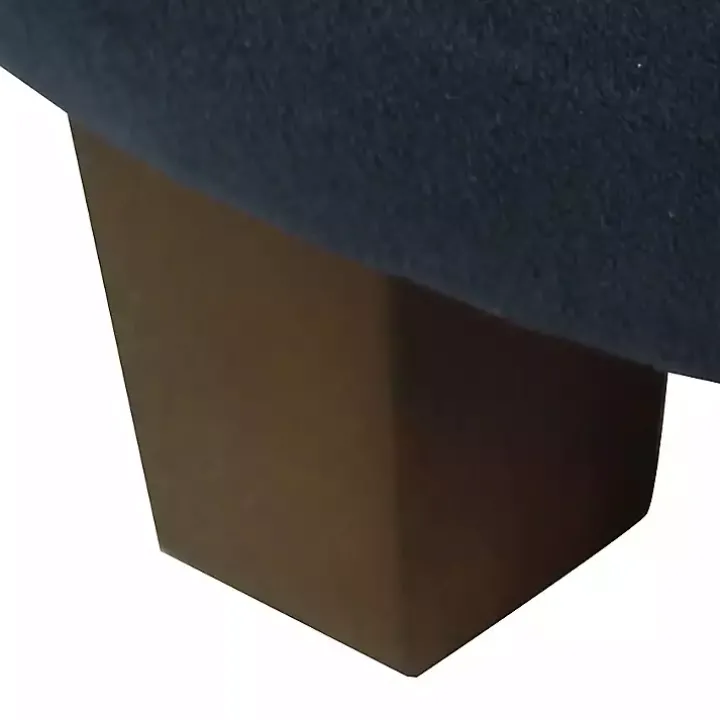 Navy Velvet Upholstered Round Storage Ottoman