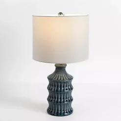 Navy Wave Glazed Table Lamp