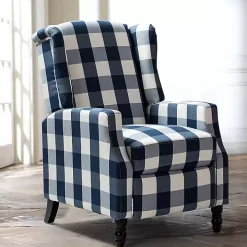 Navy Windowpane Plaid Recliner