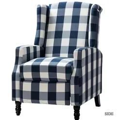 Navy Windowpane Plaid Recliner