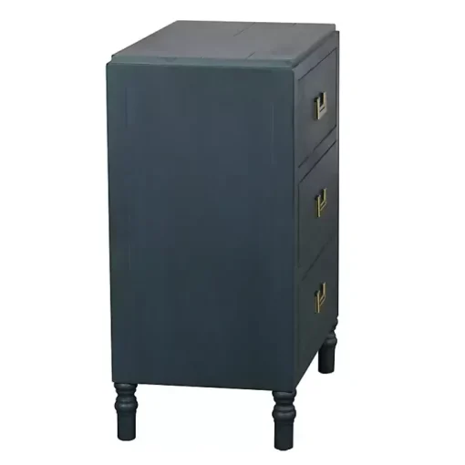 Navy Wood 3-Drawer Layla Nightstand