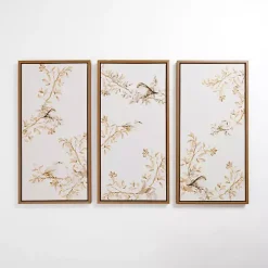 Neutral Birds Framed Canvas Art Prints, Set of 3